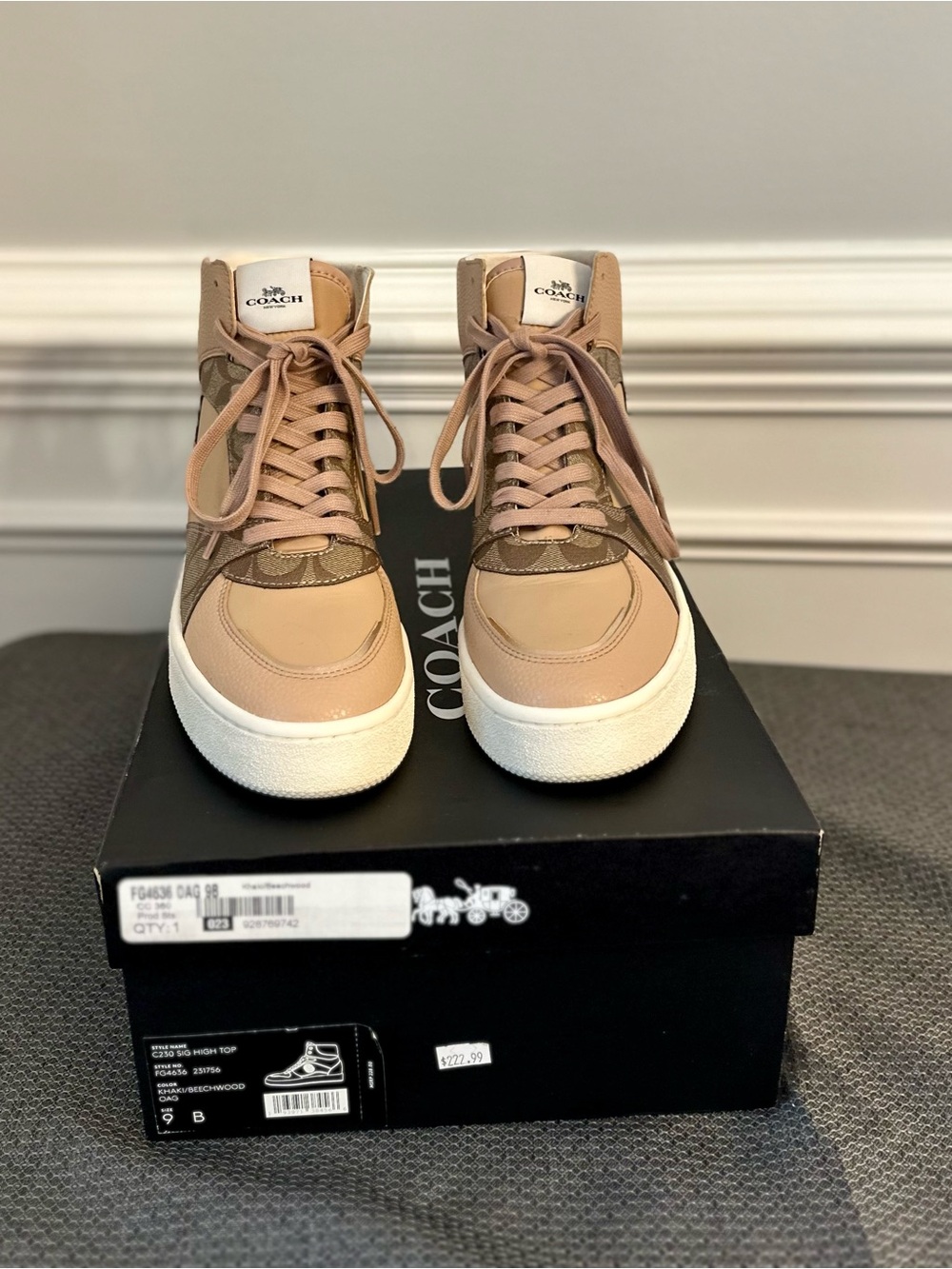 Coach Women’s Khaki/Beechwood High -Top Logo Sneakers